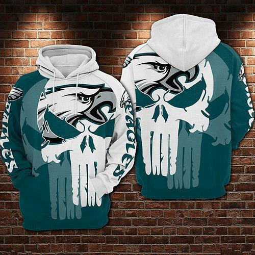 Nfl Philadelphia Eagles Skull 3D All Over Print Hoodie, Zip-up Hoodie