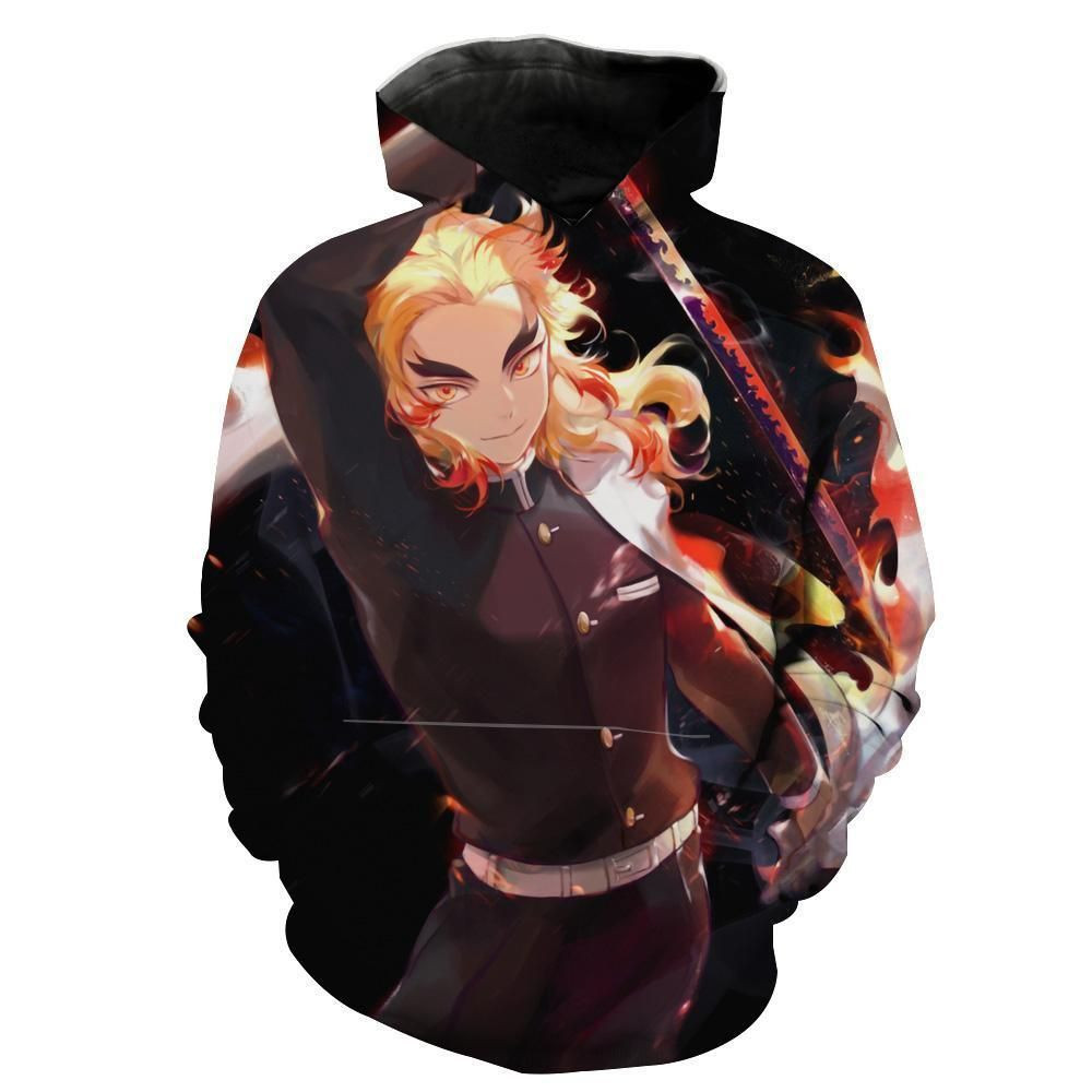 Flame Pillar Rengoku Demon Slayer Apparel Hoodie 3D