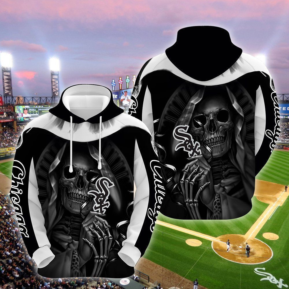 MLB Chicago White Sox Skull Hoodie, Zip Hoodie