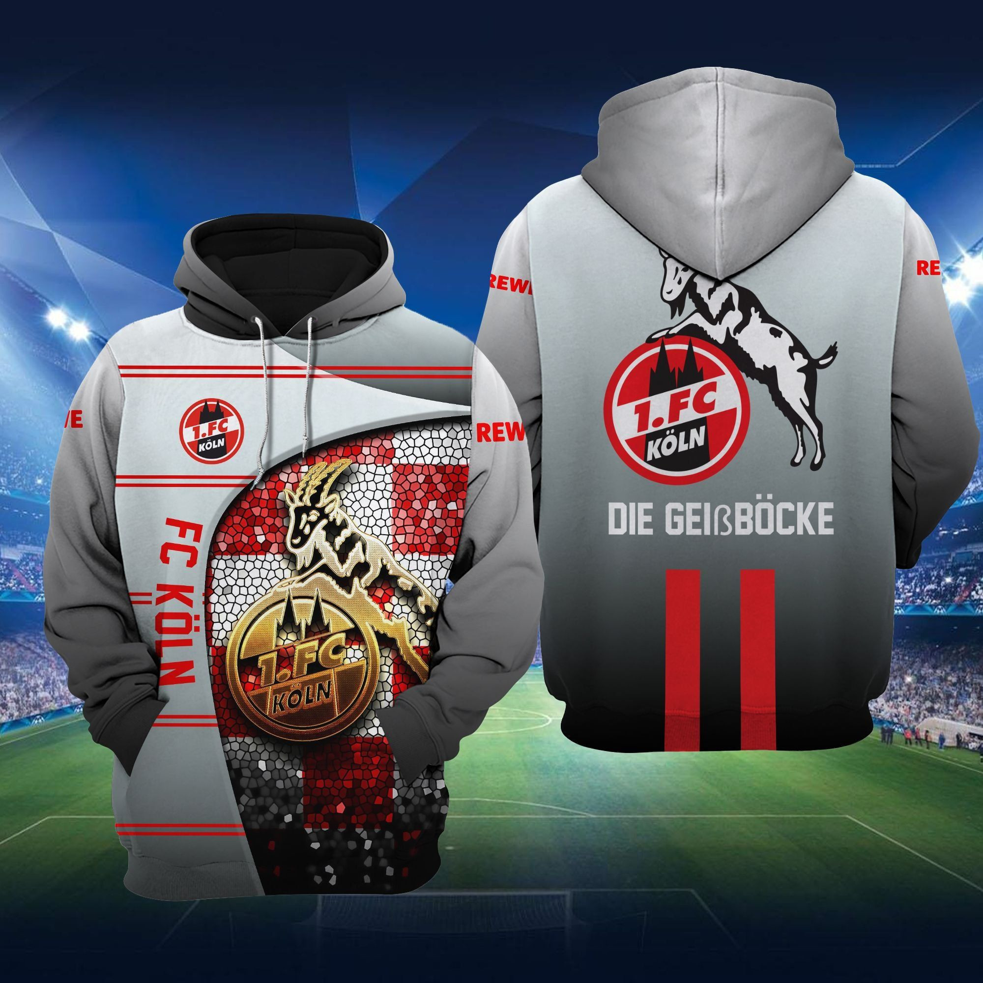 FC Koln Die GeiBbocke Grey 3D All Over Print Hoodie, Zip-up Hoodie