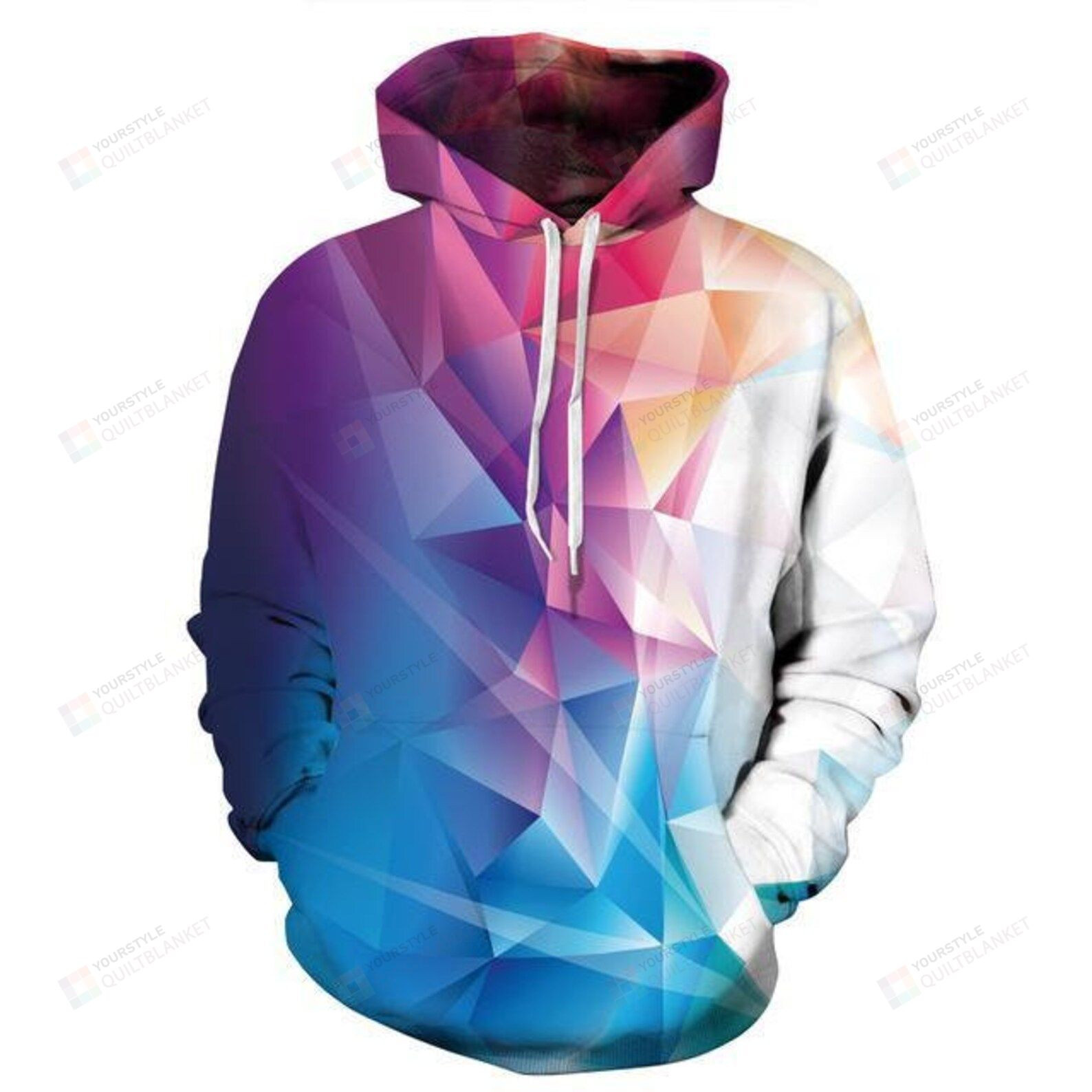 Geometric Diamond 3D All Over Print Hoodie, Zip-up Hoodie