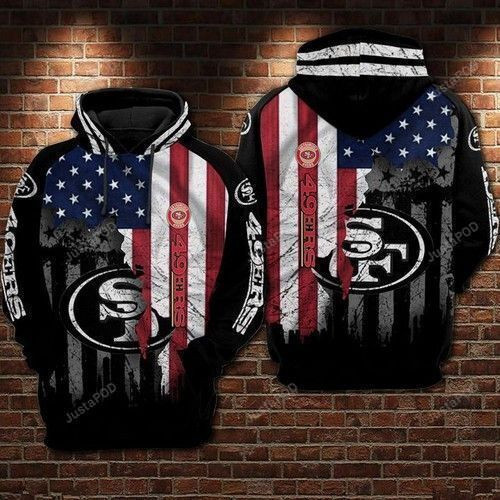 San Francisco 49Ers NFL Football Us Flag Black 3D All Over Print Hoodie, Zip-up Hoodie