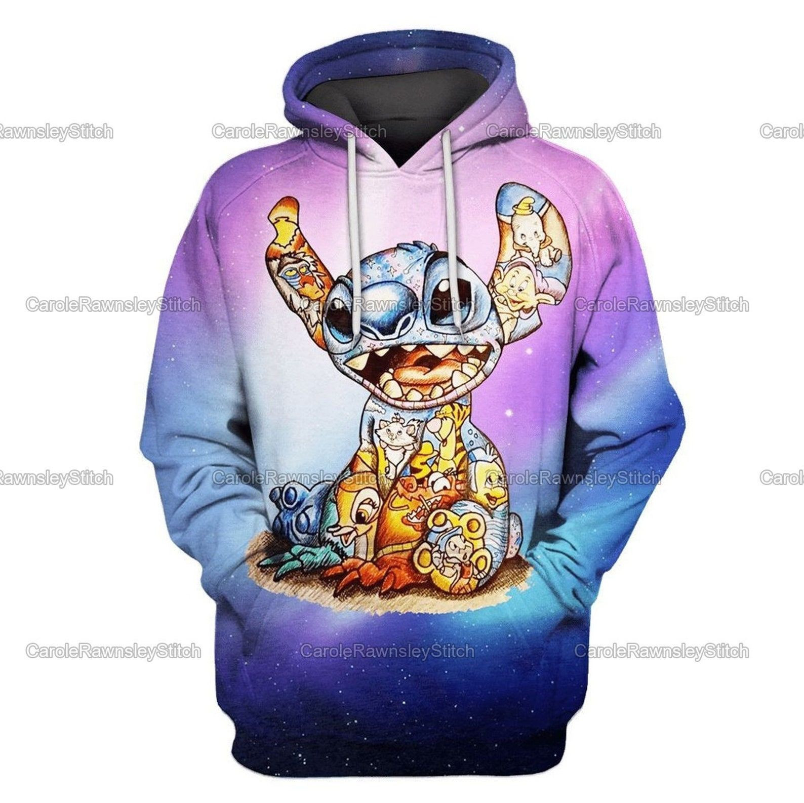 Stitch 3D All Over Print Hoodie, Zip-up Hoodie