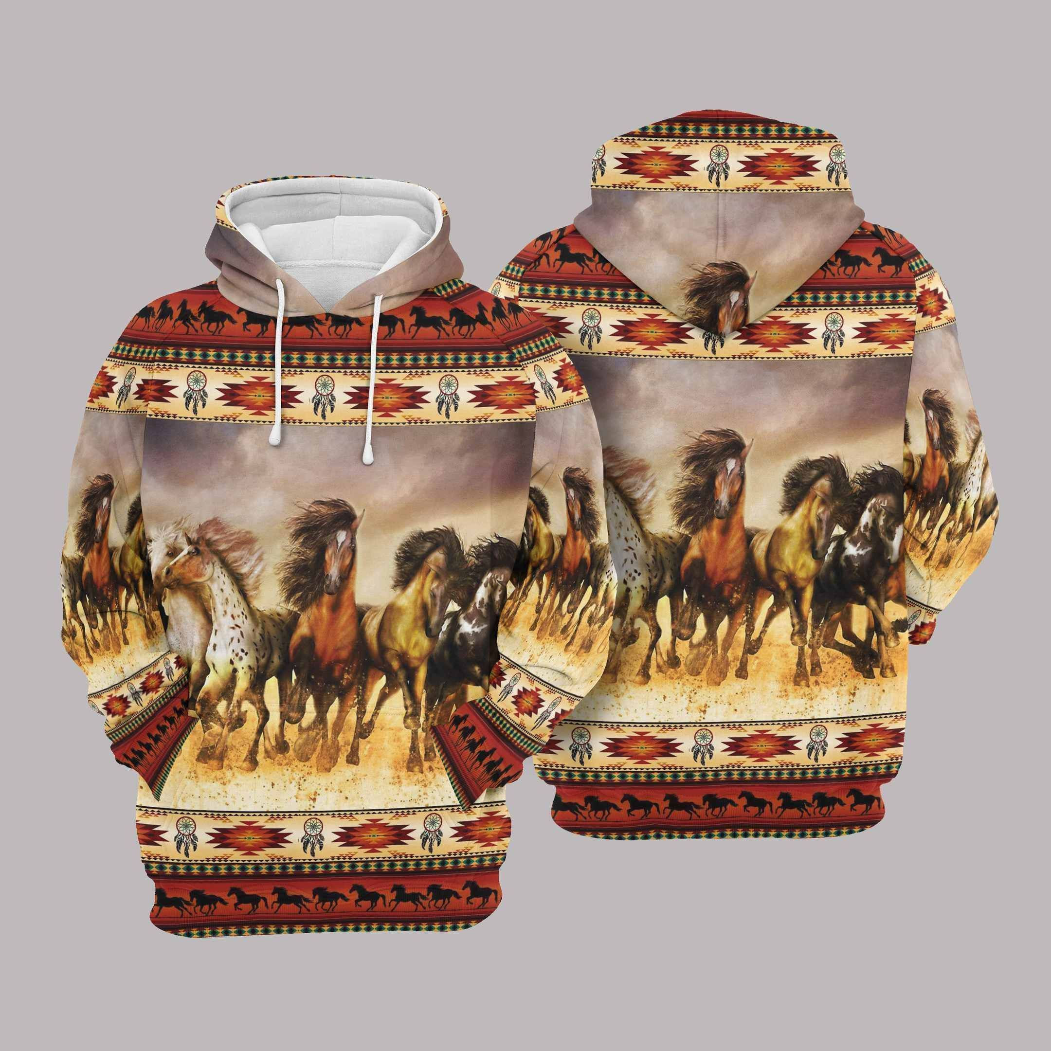 Horse Native American Hoodie Bt10 #16531