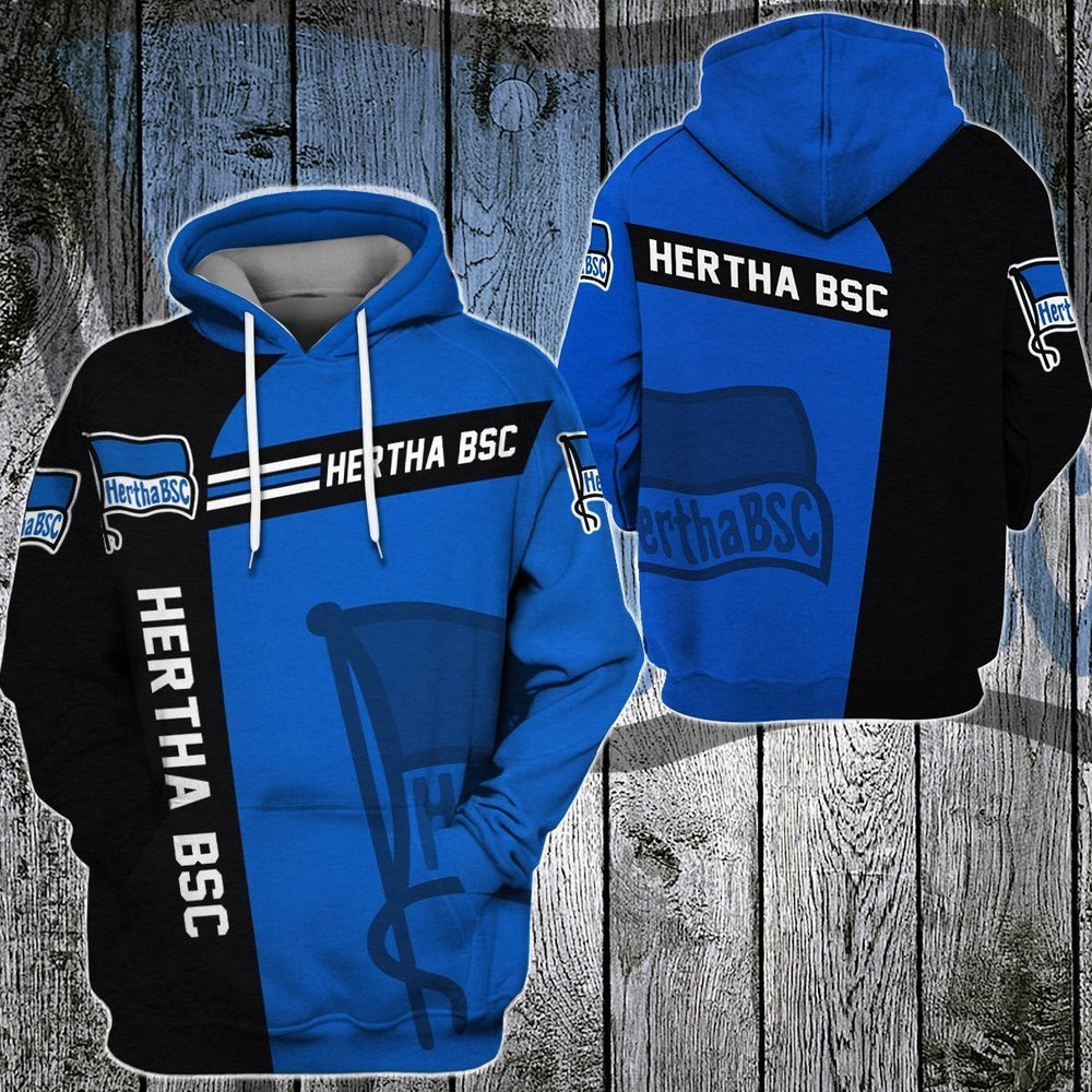 Hertha BSC 3D All Over Print Hoodie, Zip-up Hoodie