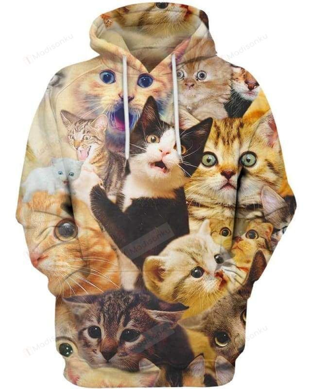 Surprised Cats 3D All Over Print Hoodie, Zip-up Hoodie