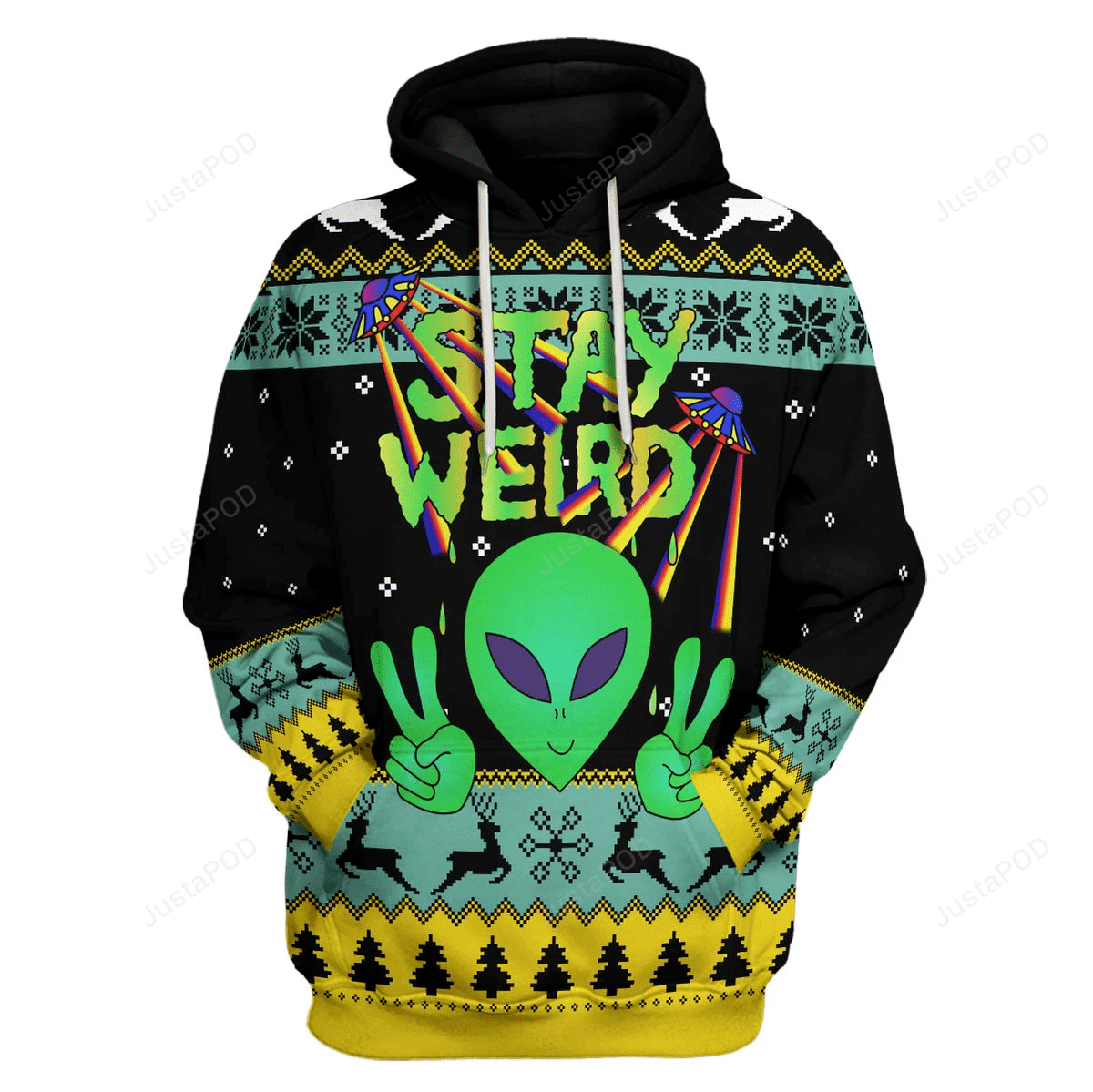 Stay Weird Alien 3D All Print Hoodie, Zip- Up Hoodie