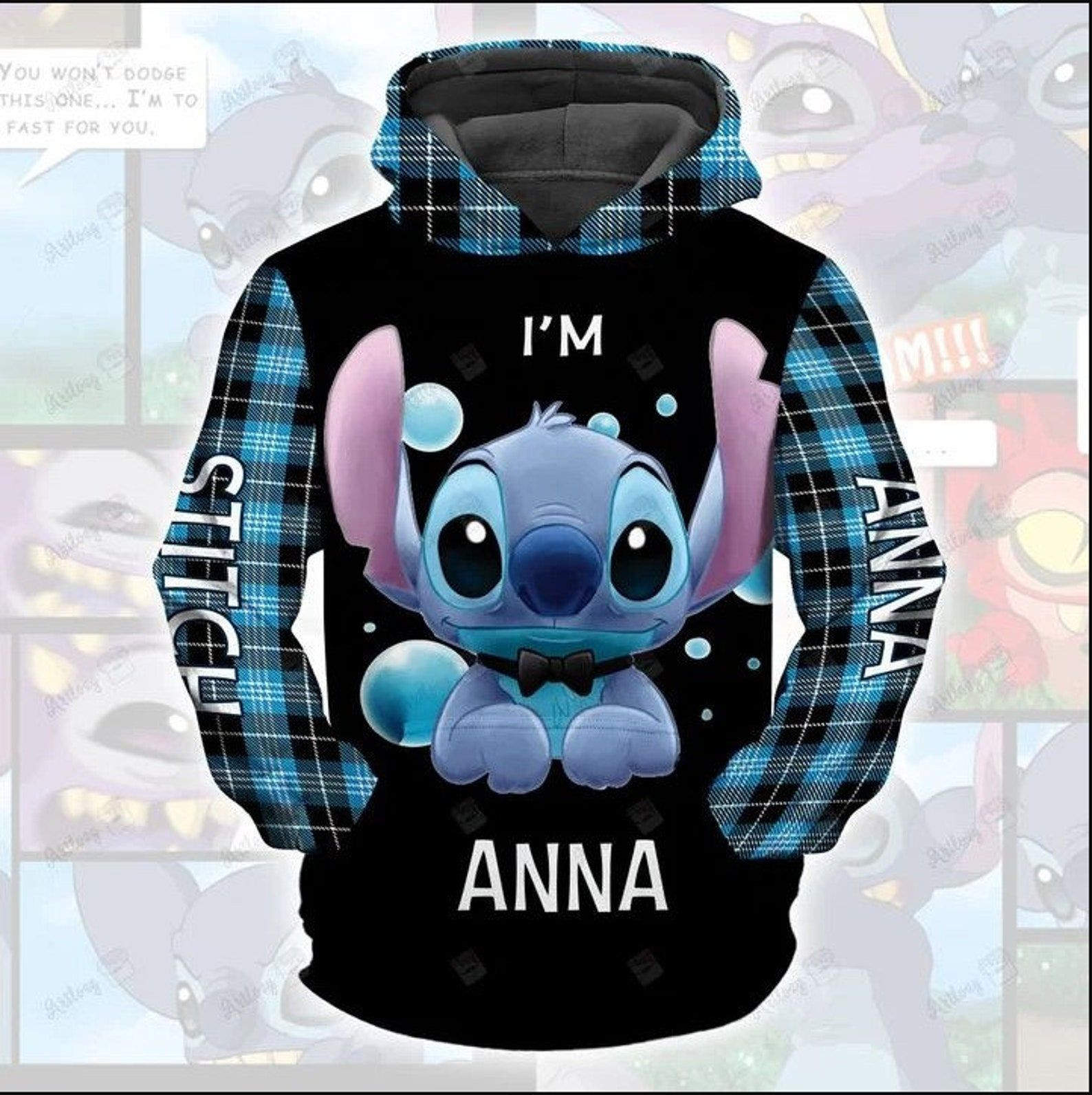 Stitch 3D All Over Print Hoodie, Zip-up Hoodie