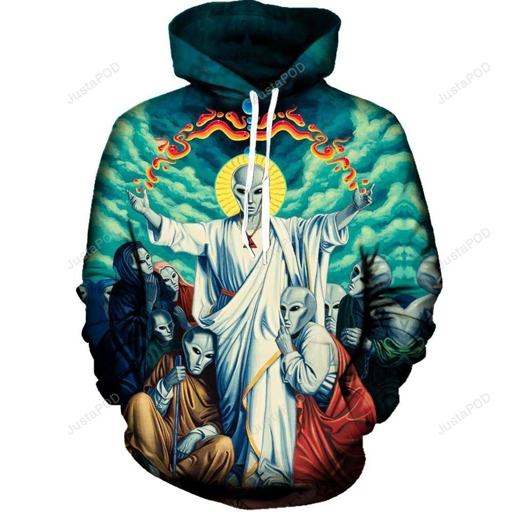 Alien Christ 3D All Over Print Hoodie, Zip-up Hoodie