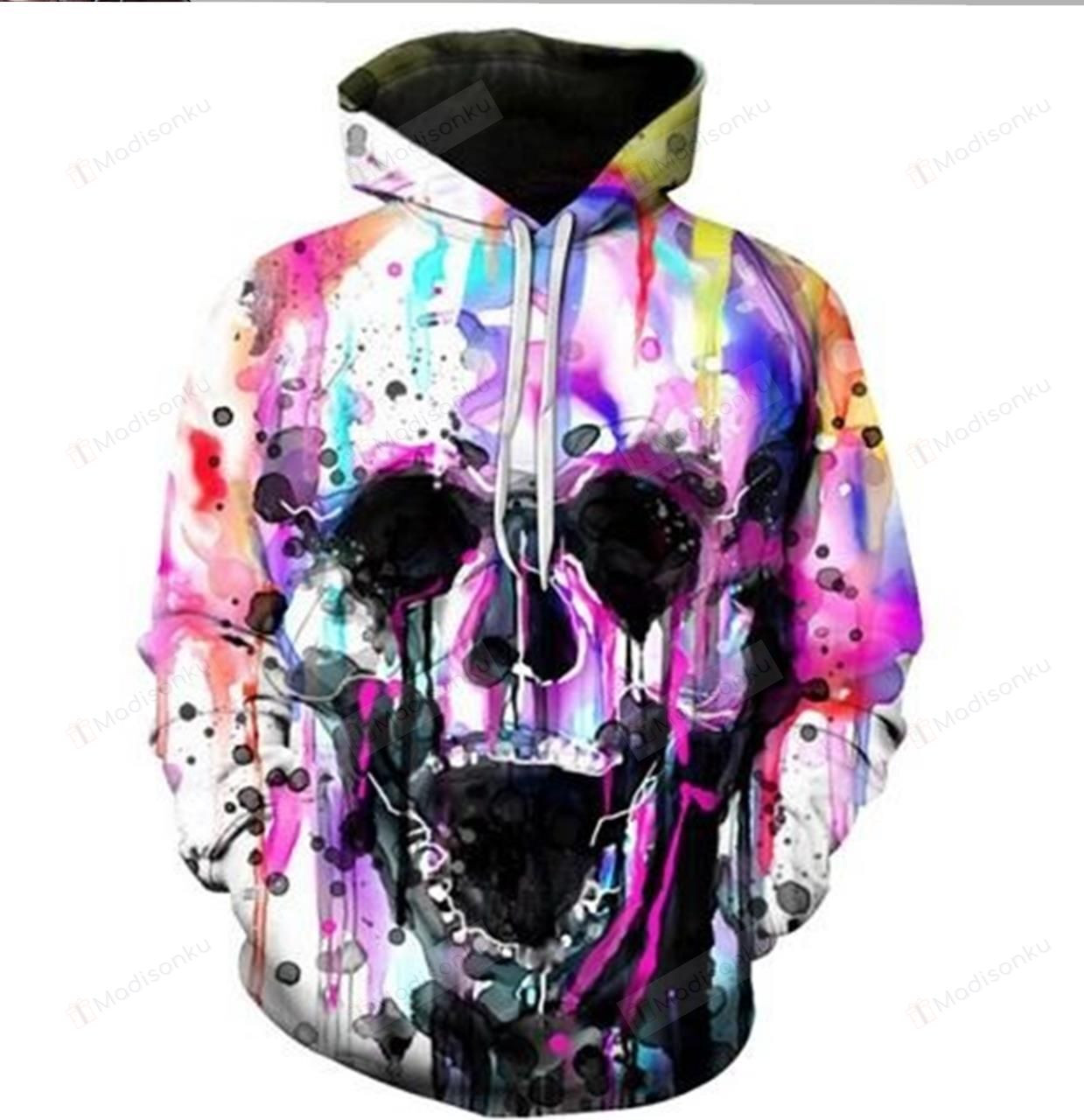 Skull 3D All Over Print Hoodie, Zip-up Hoodie