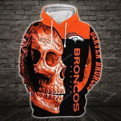 Denver Broncos Nfl Skull 3D All Over Print Hoodie, Zip-up Hoodie