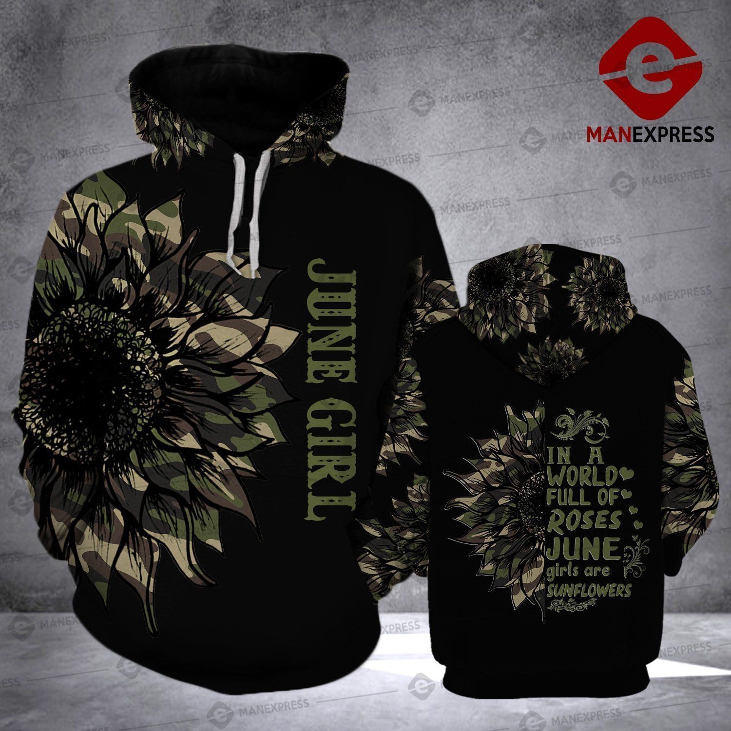 Lkh June Girl Roses Sunflower Unisex 3D Hoodie All Over Print JPSE HKIPF