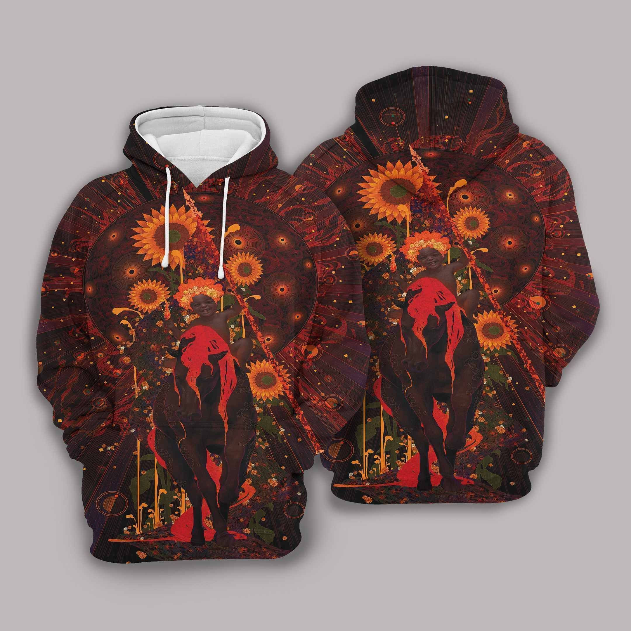 Native American Kid Riding Horse Hoodie BT02