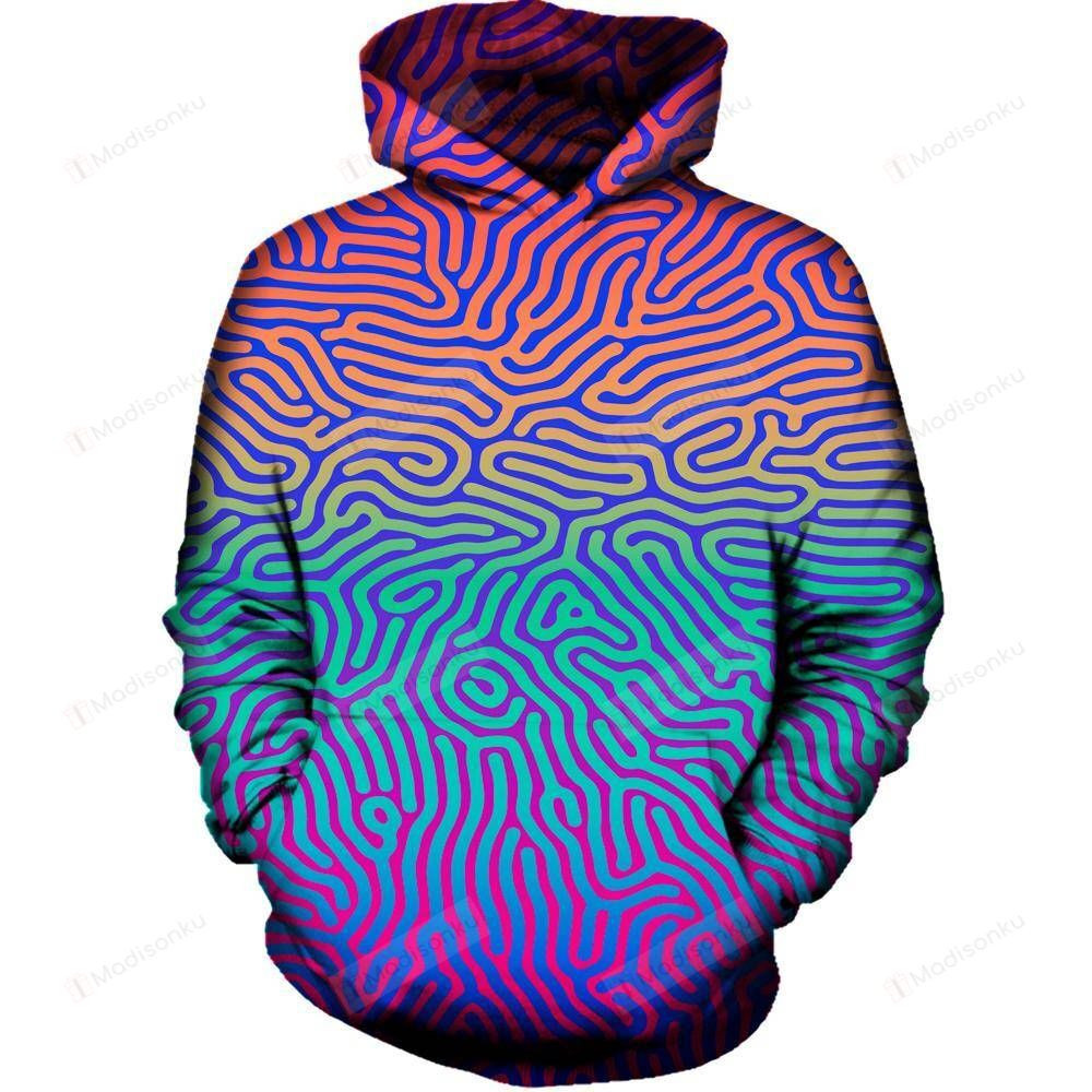 Fingerprint 3D All Over Printed Hoodie, Zip- Up Hoodie