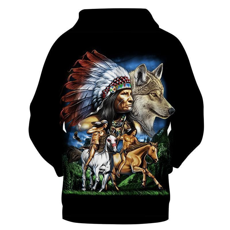 Chief Wolf Warriors Native American Hoodie BT10