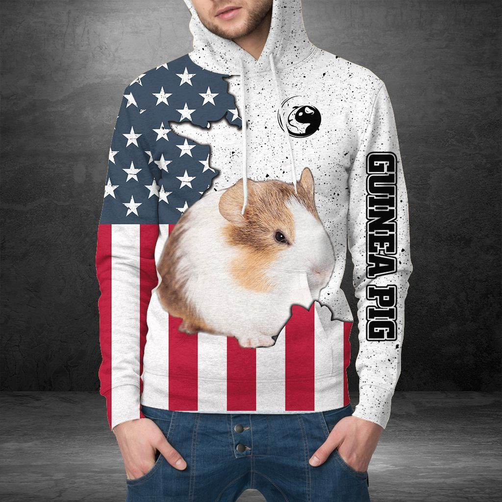 Guinea Pig US Flag 3D All Over Print Hoodie, Zip-up Hoodie