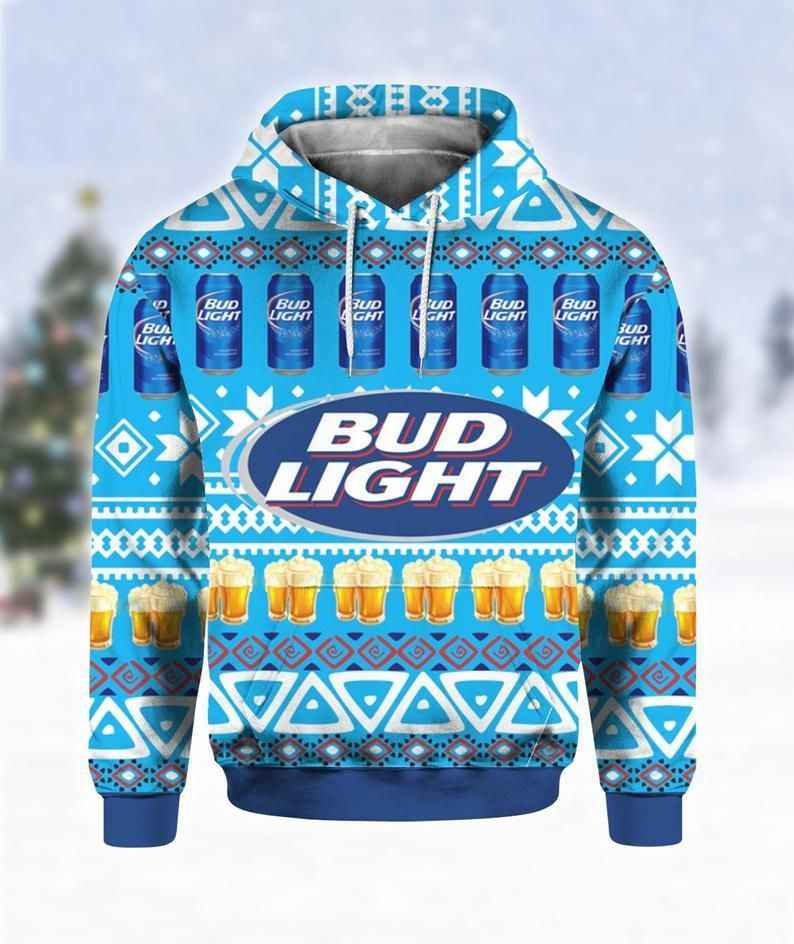 Bud Light Beer Print Ugly 3D All Over Printed Hoodie, Zip- Up Hoodie