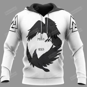 Odin's Ravens Huginn And Muninn Viking 3D All Over Print Hoodie, Zip-up Hoodie