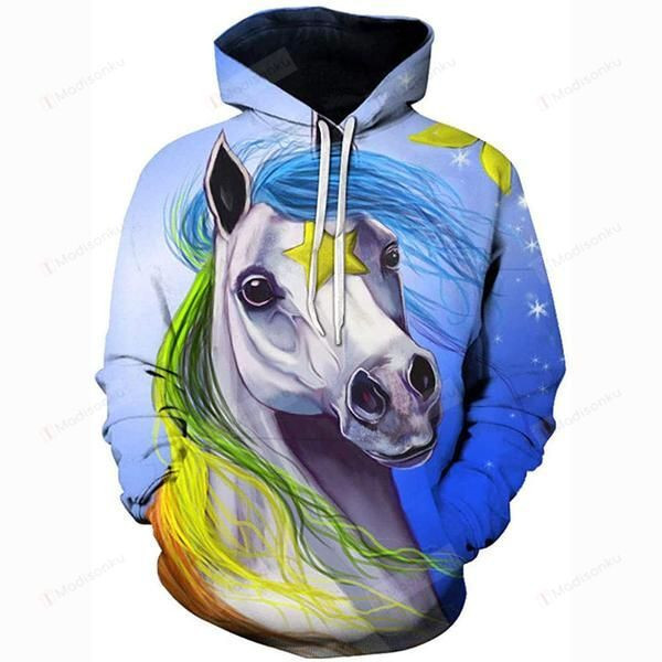 Colorful Unicorn 3D All Over Print Hoodie, Zip-up Hoodie