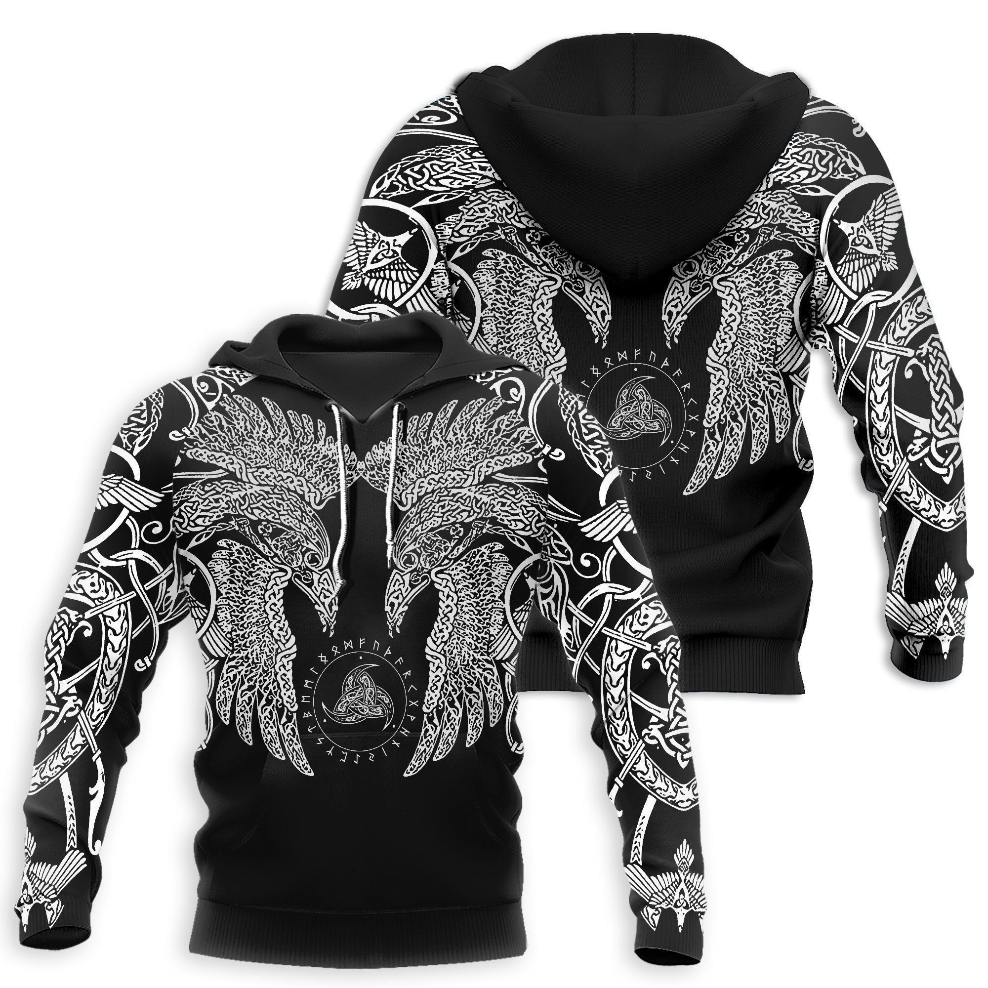 Viticstoreac Viking Twins Raven Birds Dark And White All Over Print Black Unisex 3D Hoodie All Over Print HPEBS