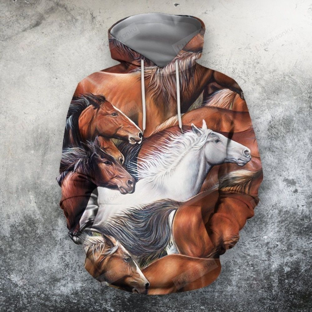 Horse 3D All Over Print Hoodie, Zip-up Hoodie