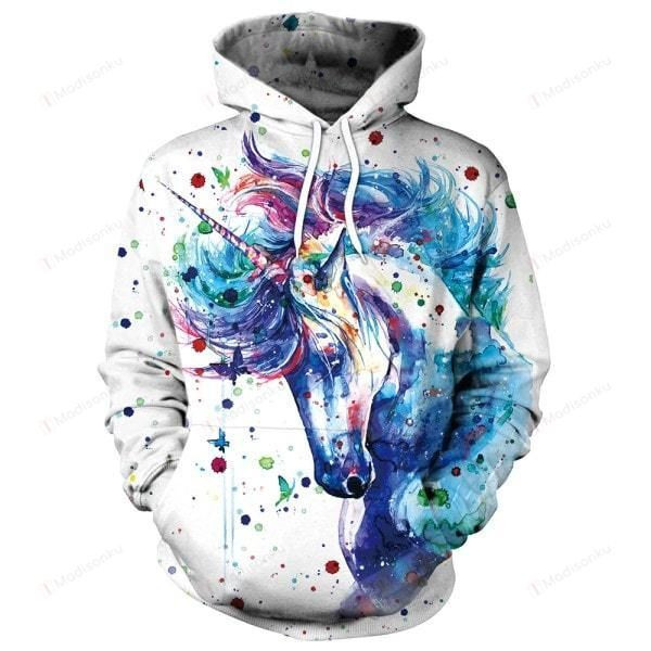 Unicorn Abstract Art 3D All Over Print Hoodie, Zip-up Hoodie