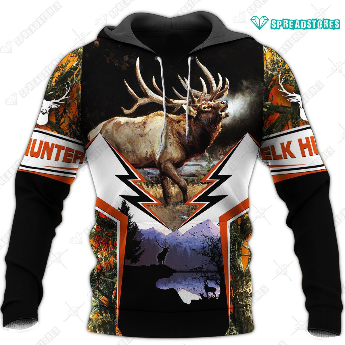 Beautiful Elk Hunting Camo 3D Hoodie