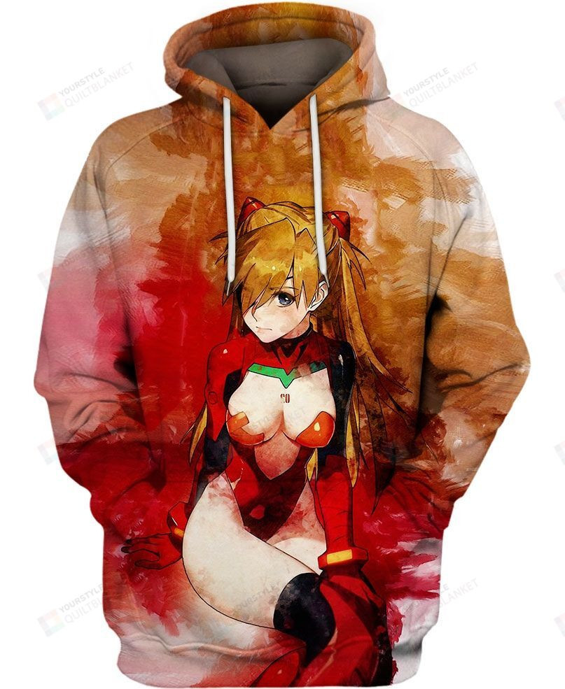 Asuka Langley 3D All Over Print Hoodie, Zip-up Hoodie