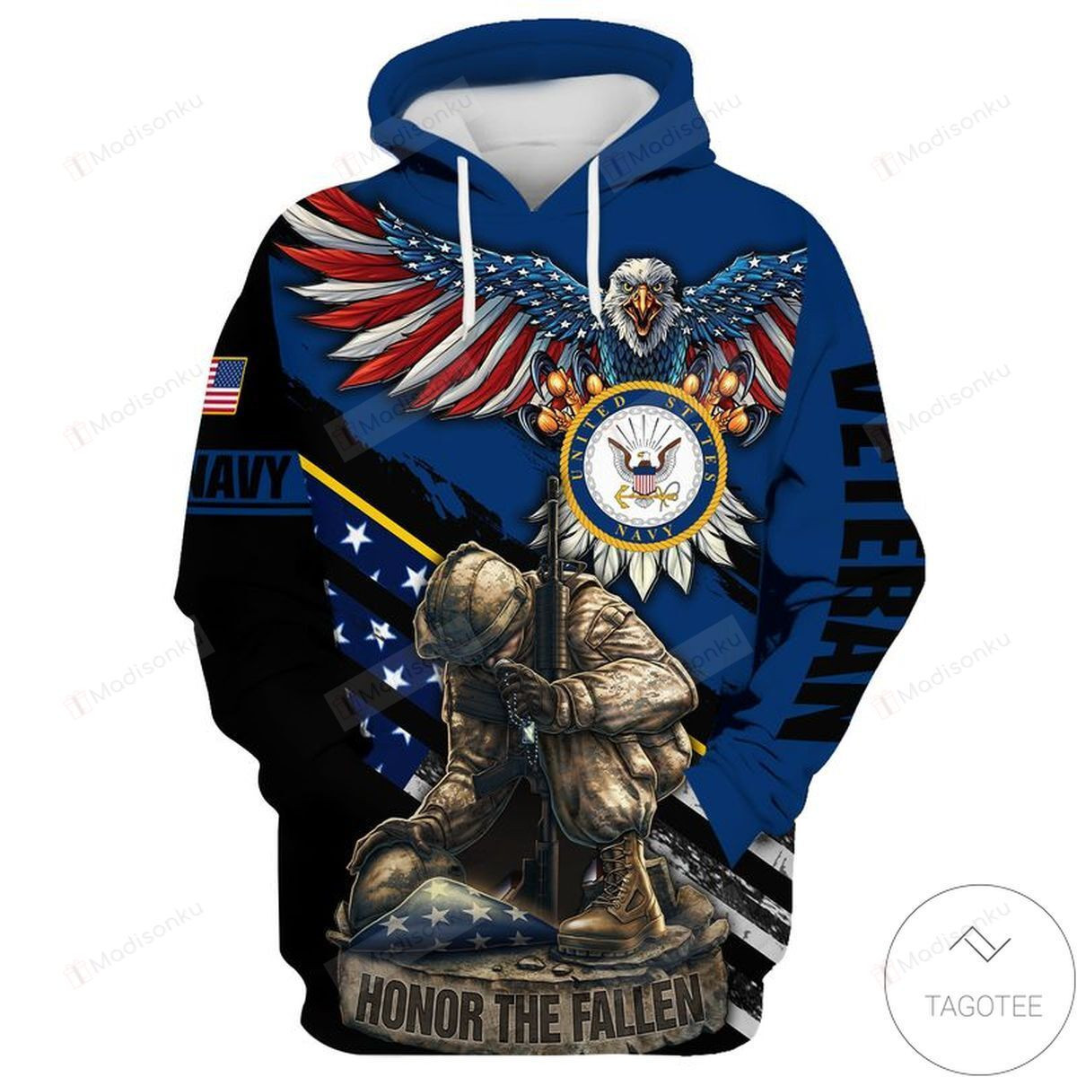 Vibrant Navy Veteran Horror The Fallen  3D All Over Print Hoodie, Zip-up Hoodie