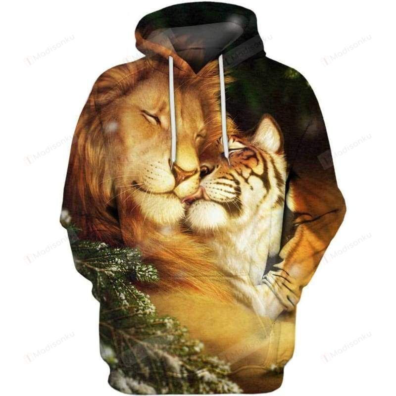 Lion Love For Unisex 3D All Over Print Hoodie, Zip-up Hoodie