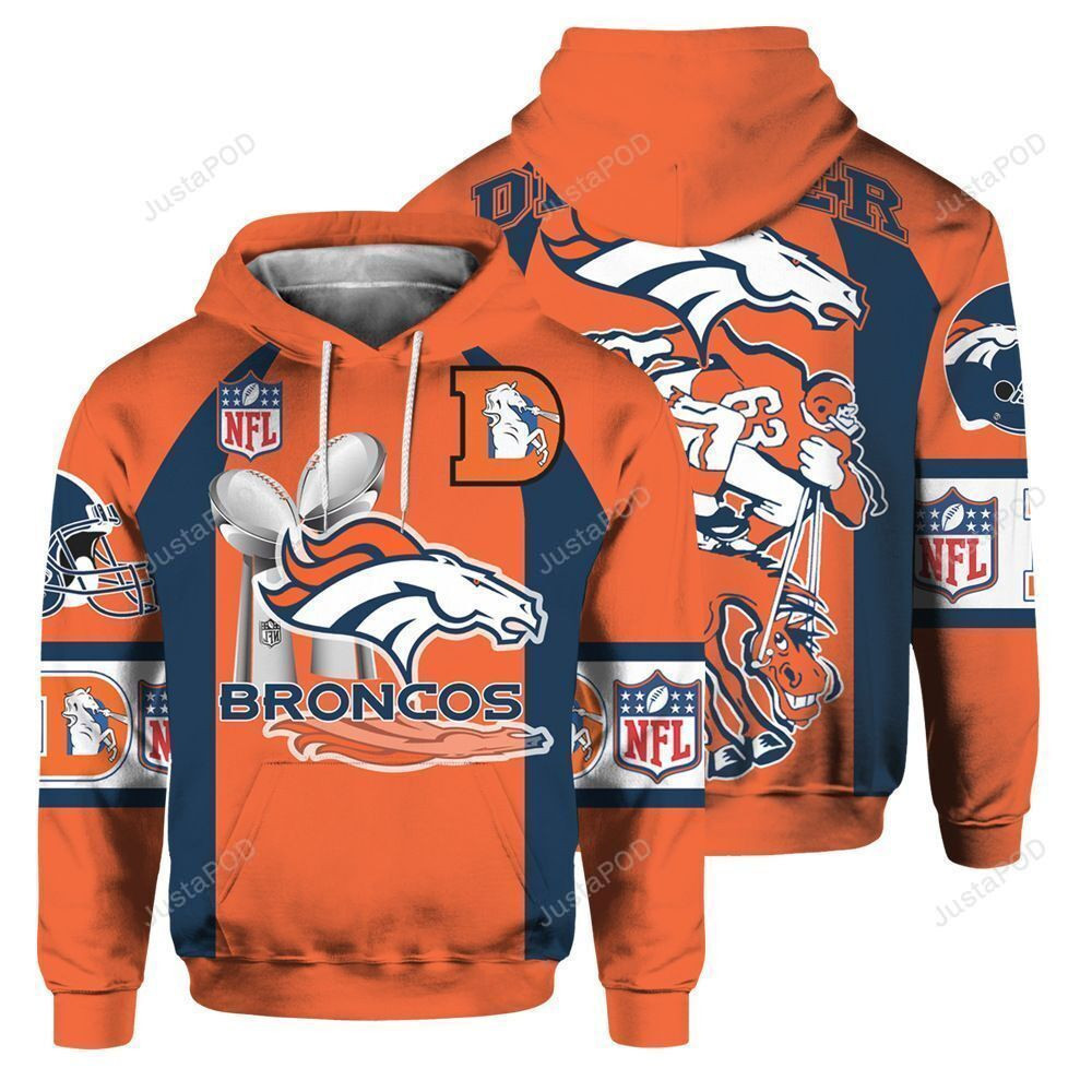 NFL Denver Broncos For Unisex 3D All Over Print Hoodie, Zip-up Hoodie