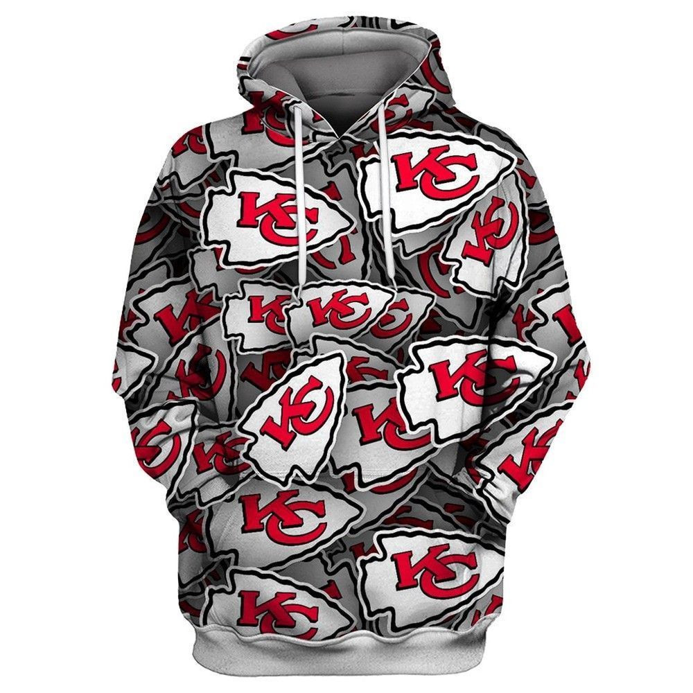 NFL Kansas City Chiefs White Arrowhead 3D Hoodie