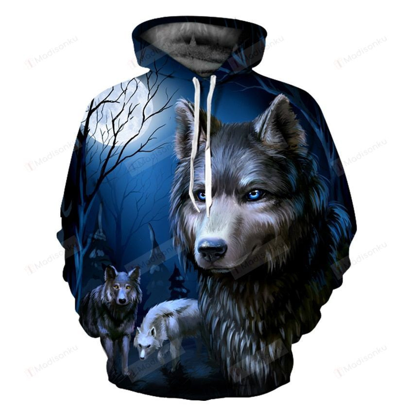 Wolf 3D All Over Print Hoodie, Zip-up Hoodie