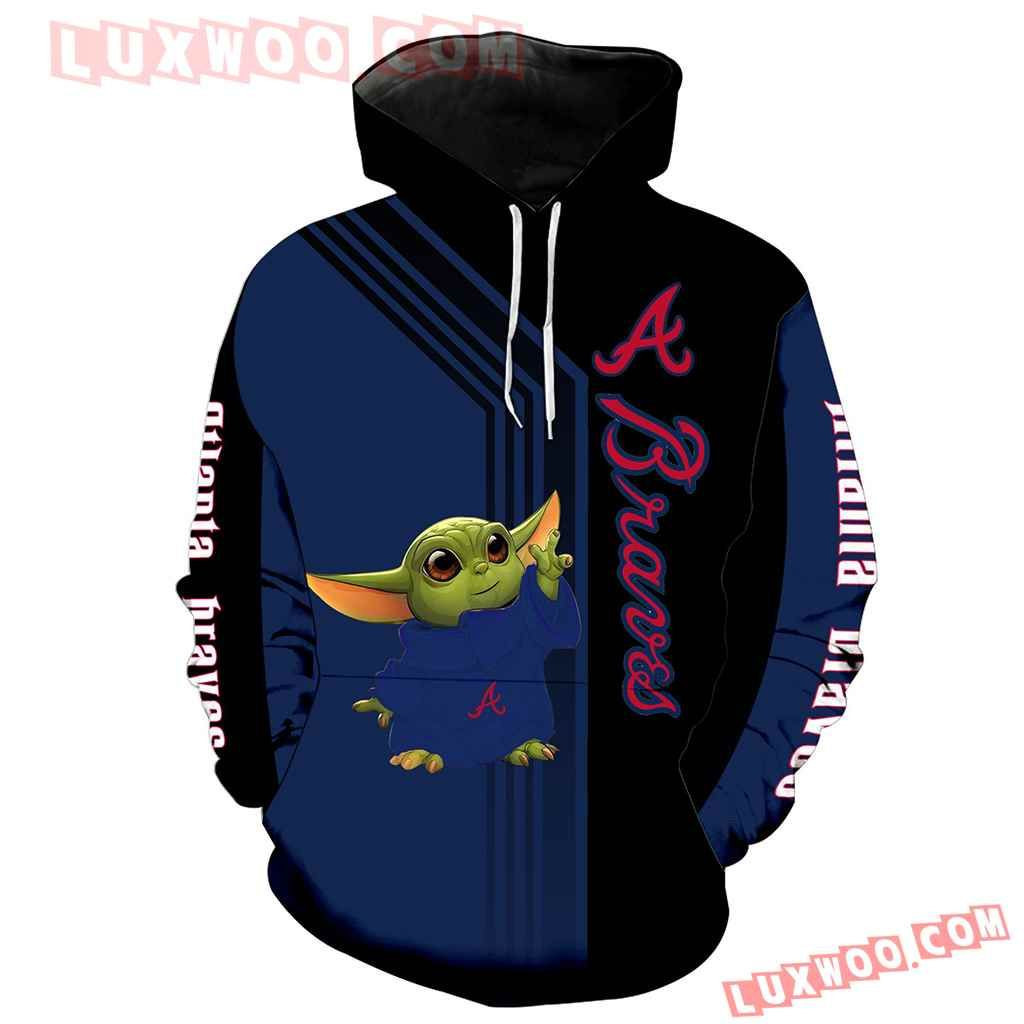 Mlb Atlanta Braves Baby Yoda Green 3d Hoodie New All Over Print Hoodie 2021