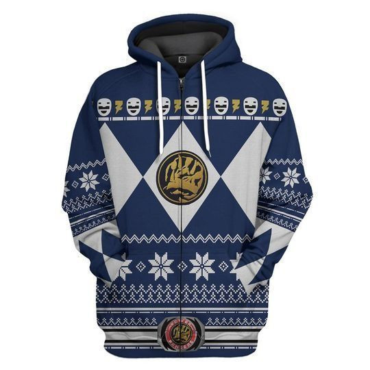 Mighty Morphin Blue Power Rangers 3D Christmas Hoodie