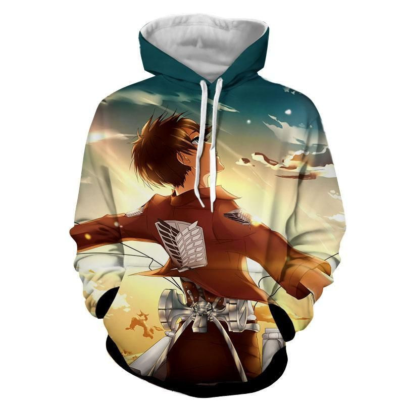 Attack on Titan Eren Yeager Cool Peaceful Happy Look 3D All Over Print Hoodie, Zip-up Hoodie