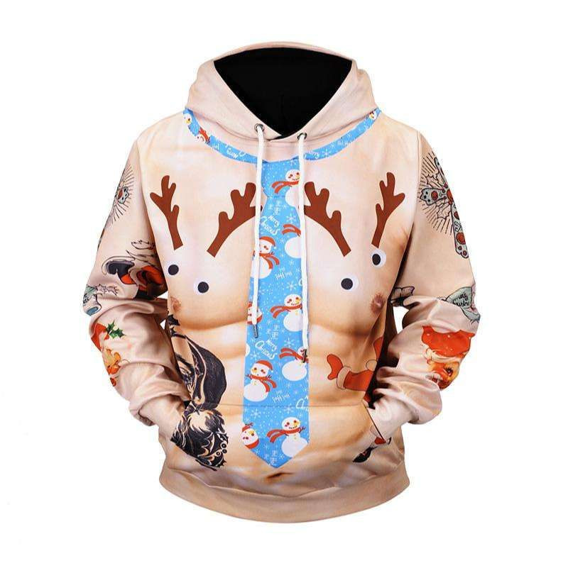 Super Funny Christmas Deer Cute Icon 3D All Over Print Hoodie, Zip-up Hoodie