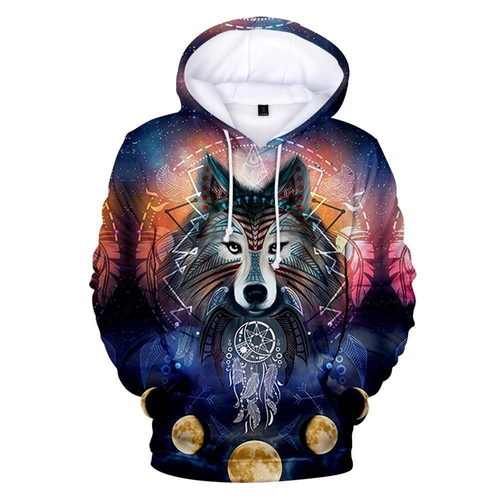 Wolf Tribal Galaxy Native American Hoodie BT08