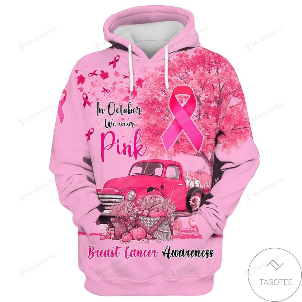 In October We Wear Pink Breast Cancer Awareness 3D All Over Print Hoodie, Zip-up Hoodie