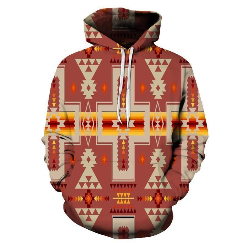 Tan Tribe Design Native American Hoodie BT02