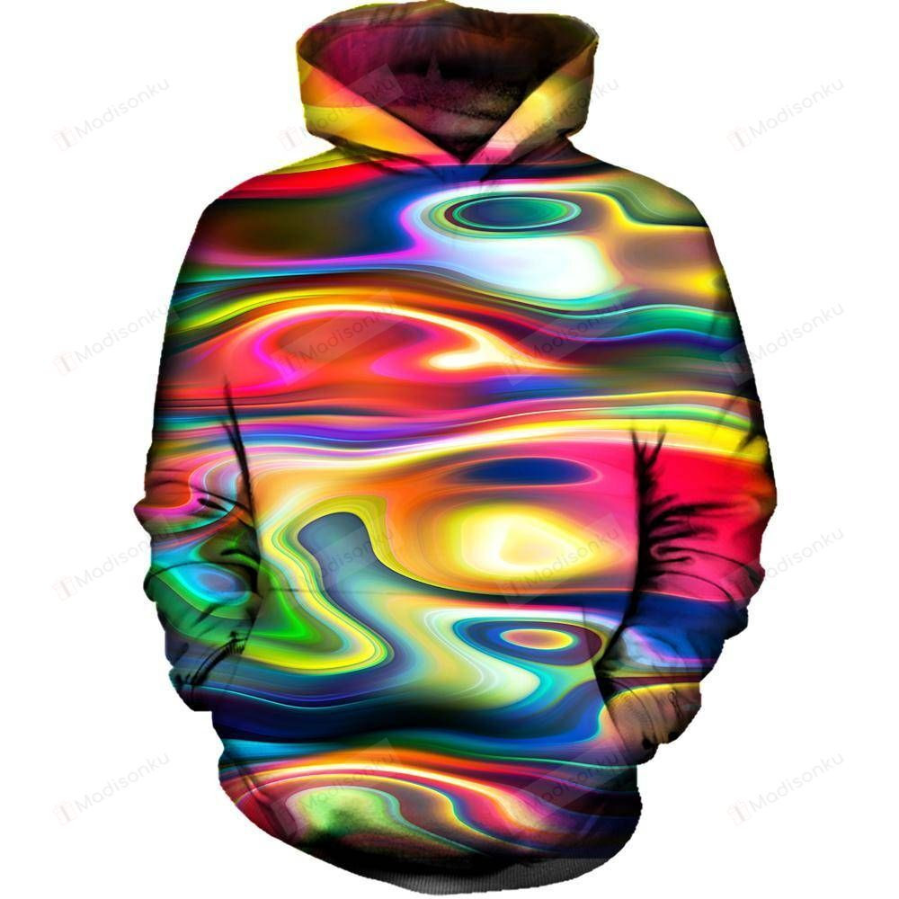 Swirly 3D All Over Printed Hoodie, Zip- Up Hoodie