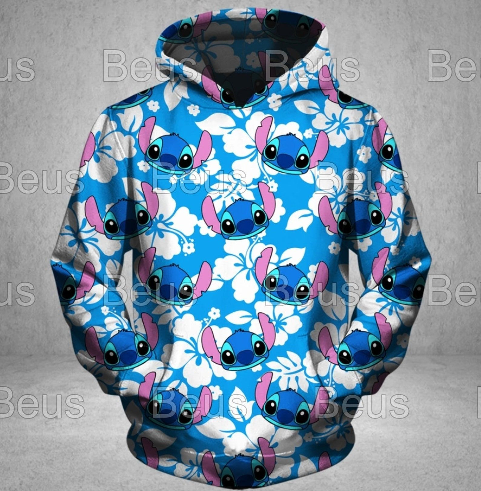 Stitch Design All Over Print Hoodie, Zip-Up Hoodie