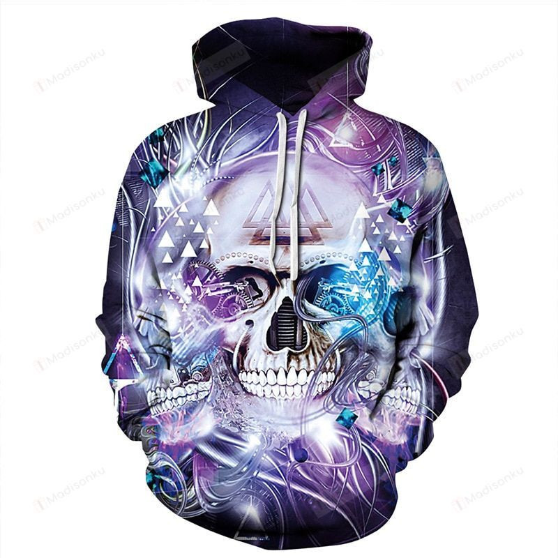 Skull 3D All Over Print Hoodie, Zip-up Hoodie