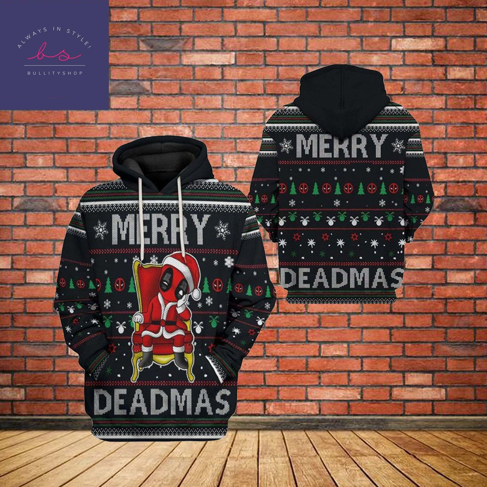 Merry Deadmas Christmas Deadpool 3D All Over Print Hoodie, Zip-up Hoodie