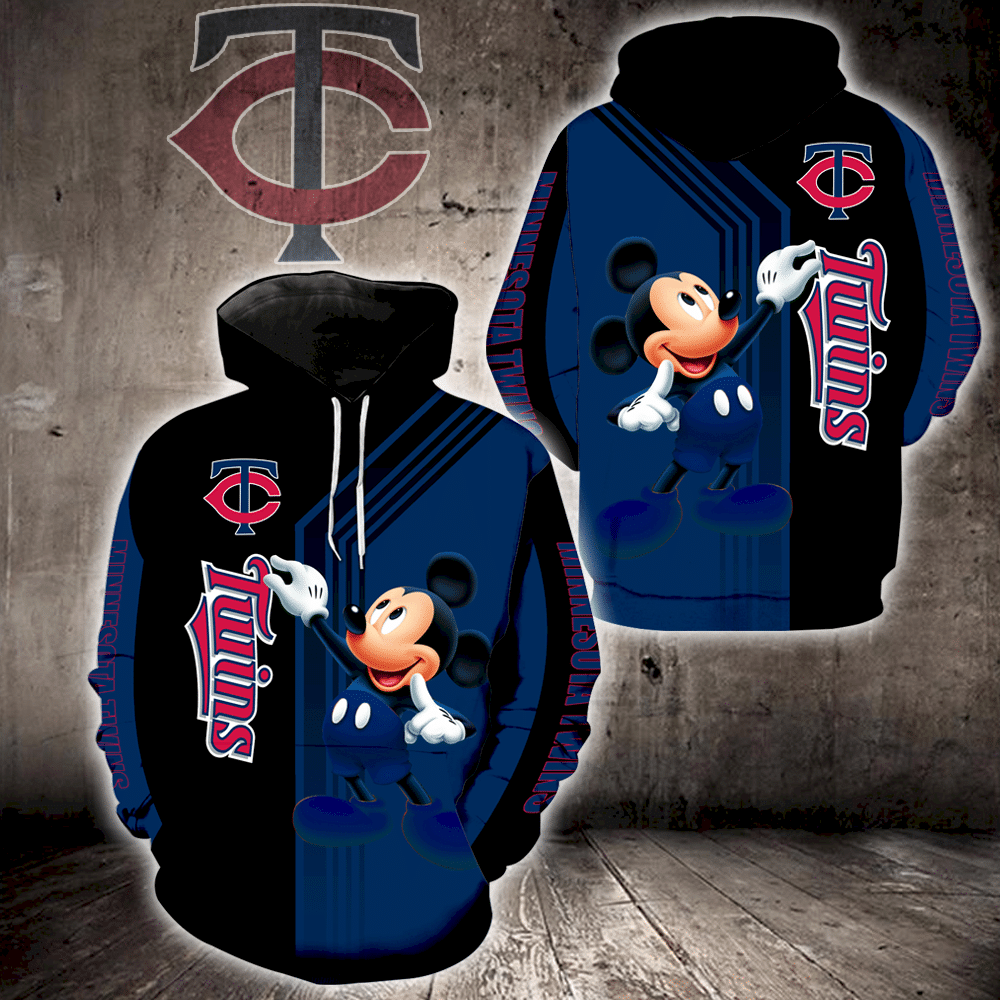 Minnesota Twins Mickey Mouse Full Print K1384 Hoodie And Zipper