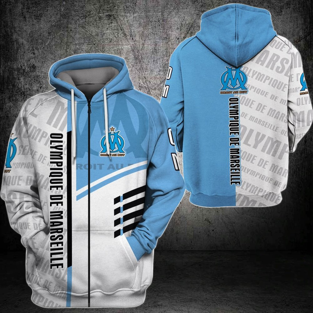 Olympique Marseille 3D All Over Print Hoodie, Zip- Up Hoodie