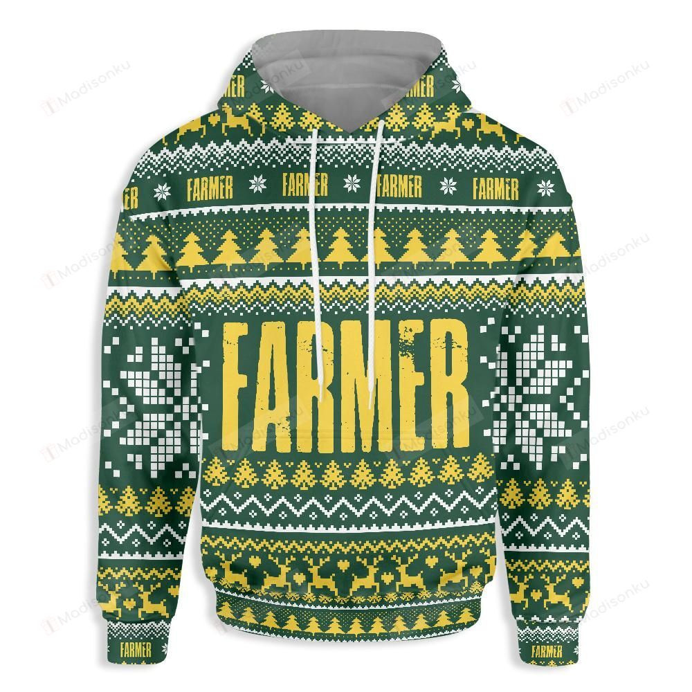 Farmer Happy Christmas 3D All Over Print Hoodie, Zip-up Hoodie