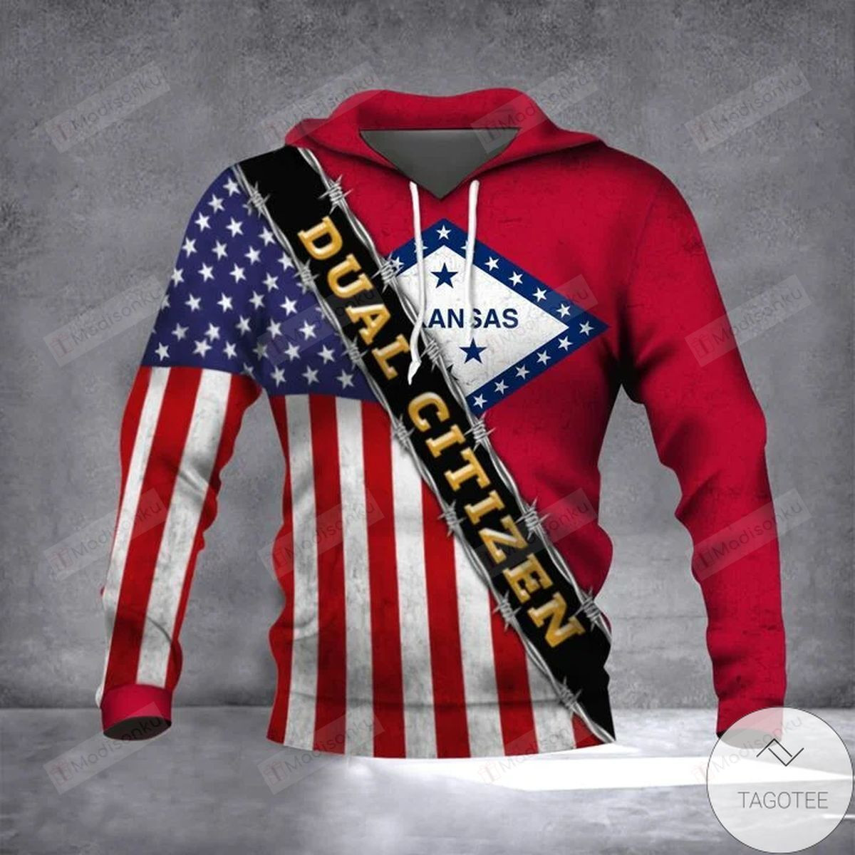 Top Selling Arkansas Dual Citizen American Flag Arkansas State 3D All Over Print Hoodie, Zip-up Hoodie