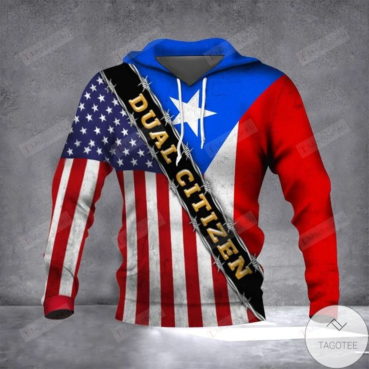 New Dual Citizen American Puerto Rican Flag 3D All Over Print Hoodie, Zip-up Hoodie