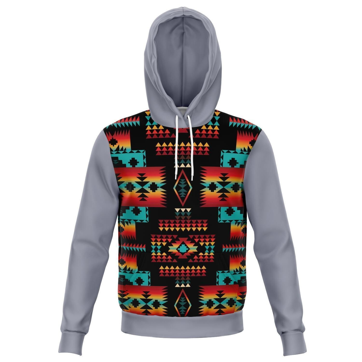 Gray Native Tribes Pattern Native American Hoodie BT06